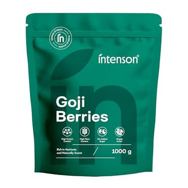 Intenson Baies de Goji Séchées, 1000 g, Super-aliment Naturellement Sucré, Riche en Fibres, Antioxydants et Protéines Végétales, Vegan, Sans Gluten, Sans Sucres Ajoutés