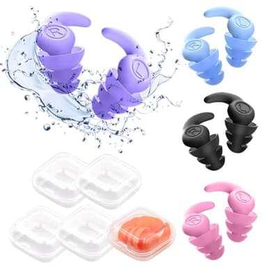 ZOCONE 5 Paires Bouchons d'Oreille de Natation Adultes, Bouchons d'Oreilles en Silicone Réutilisables, pour Natation Bouchons d'Oreille étanches, Douche, Surf, Plongée protection (5 Couleurs)
