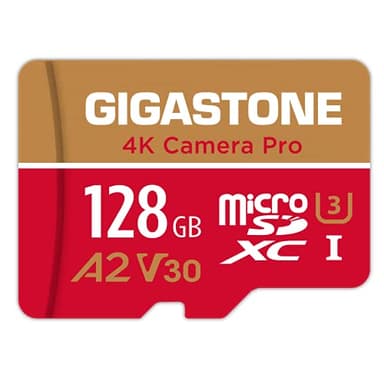 Gigastone Carte Micro SD 128 Go, Enregistrement vidéo 4K pour GoPro, caméra d'action, DJI, Drone, Nintendo Switch, R/W jusqu'à 100/50 Mo/s Carte mémoire microSDXC UHS-I U3 A2 V30 C10