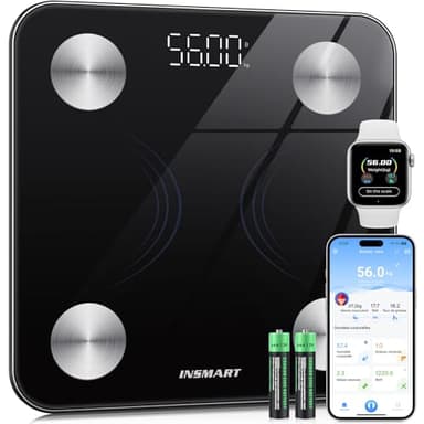 INSMART Balance Pese Personne, Pese Personnes avec écran LED, Balance Connectée bluetooth avec app compatible Andriod et iOS, suivi de 17 données corporelles, Pese Personne max. poids 180 kg
