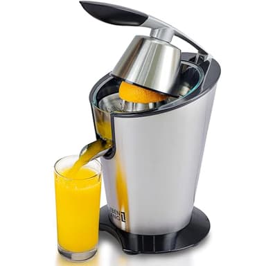 LEBENLANG Presse agrume electrique 600W - Cône en acier inoxydable & sans BPA inclus I Presse-agrumes électriques I Juicer orange machine Presseur agrumes electriques Jus de fruit d'orange automatique