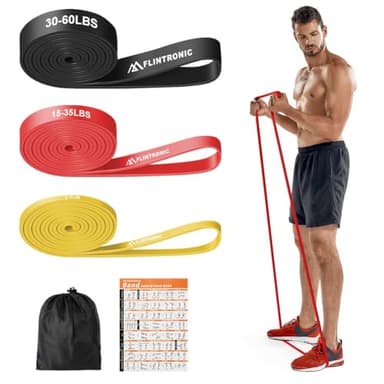 Flintronic Bande Elastique Musculation, 3 Niveaux Différents Bande de Resistance Traction, Bandes de Fitness Latex Élastique, pour tractions, Crossfit, Dips, Pilates, Yoga, Homme & Femme