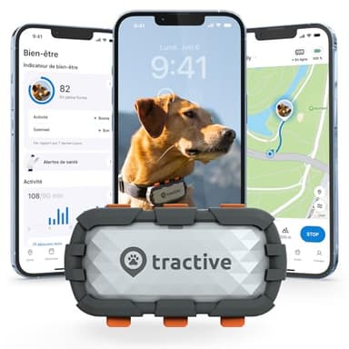 Tractive – collier GPS pour chien XL Adventure - Boîtier en fibre de verre - Jusqu'à 1 mois d'autonomie - Élue Marque de l'Année - Suivi global en direct - Moniteur d'activité - Alertes de santé