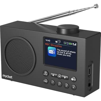 Mycket Portable DAB/DAB + Radio, FM Digital Radios avec 2025 Dernière Technologie de Récepteur de Signal, Radio Rechargeable avec Bluetooth 5.0,Double Réveil, 40 Préréglé, 2,4 "Grand Affichage Couleur