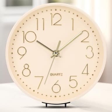 ACCSHINE Horloge Murale Moderne Minimaliste en Bois (Beige, 20cm)