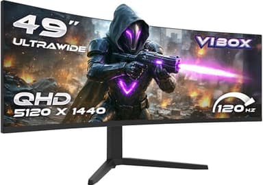 VIBOX 49 Pouces 120Hz Écran Gaming Incurvé Ultra-Large - DQHD, 1 ms, Adaptive Sync, HDMI et DisplayPort