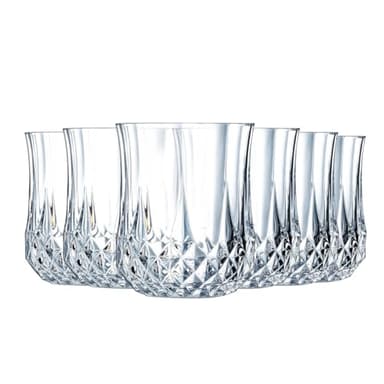 Cristal d'Arques Paris - Collection Longchamp - 6 Verres Hauts 23cl en Kwarx - Brillance, Transparence et Haute Résistance - Moulures Iconiques - Fabriqués en France