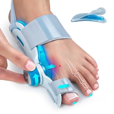 Tech Love Orthèse Hallux Valgus avec Coussin Rafraîchissant, Réglage du Bouton Correcteur Hallux Valgus Avec 3 Angles De Fixation Pour Orteils Séparateur D'orteils Jour Et Nuit Unisexe Bleu 1PCS