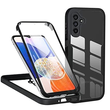TVVTPU Coque pour Samsung Galaxy A14 4G / A14 5G, Antichoc Housse avec Protecteur D'écran Intégré, Étui de Téléphone 360 Protection Complet Double Face Transparent Bumper Intégrale Case - Noir