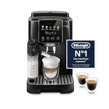De’Longhi Magnifica Start - Perfetto Machine à Café Automatique avec LatteCrema Mousseur à Lait Automatique, 4 Boissons Enregistrées, Commandes Soft Touch, Noir (ECAM220.91.B)