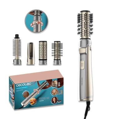 Cecotec Brosse Soufflante Rotative CeramicCare 5en1 AirBrush Gyro Elite. 1100W, Fonction Ionique, 5 Embouts, Fonction Rotative Bidirectionnelle, Revêtement Céramique, 3 Modes de Température