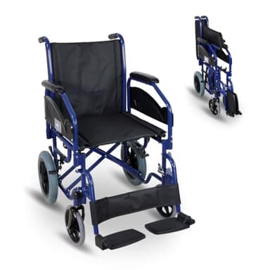 Mobiclinic®, Fauteuil roulant pliant, Maestranza, Freins de stationnement, Siège 45 cm, Repose-pieds amovibles, Accoudoirs pliants et rembourrés, Petites roues, Robuste, Couleur noir