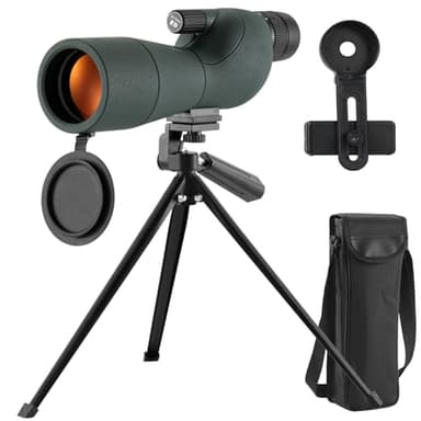 Ed Longue Vue 25-75X60,BAK4 Prisme FMC Lens IPX7 étanchéité avec Adaptateur Téléphonique pour Tir à la Cible, Tir à l'arc, Observation des Oiseaux, Lune