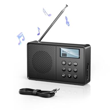 Radio Dab Radio FM avec Bluetooth 5.0, Radio Dab Plus, 40 Présélections et Prise écouteurs, Radio Portable Rechargeable(Batterie 2200mAh), Double RéVeil