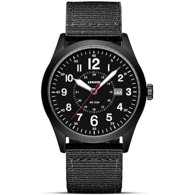 LN LENQIN Montre Homme Montres Militaires Field Analog Quartz Montre pour Homme Affichez Les Montres de Poignet imperméables avec Date Nylon Band Army Tactical Sports