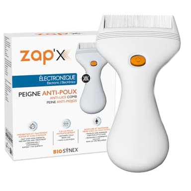 ZAP'X - Peigne Anti-Poux Électronique - Élimine les Poux et les Lentes Instantanément - Solution Naturelle Non Chimique