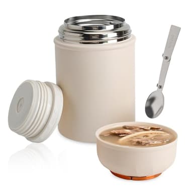 GZRXIOUS 500 ml Boîte Isotherme Repas Chaud avec Cuillère, Thermos Soupe en Acier Inoxydable, Boîte Alimentaire Isotherme Anti-Fuite, Lunch Box Thermos pour Bureau, Travail, À Emporter Camping