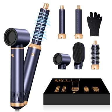 Airbrush 5 en 1 Seche Cheveux 5 en 1, Brosse Soufflante 5 en 1 Avec Seche Cheveux Boucleur, Brosse Souflante, Thermal Brush, Air Styler 5 en 1 Pour Sécher, Boucler, Lisser, Cadeau pour femme