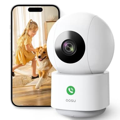 aosu 2K Caméra Surveillance WiFi Intérieure, Caméra Intérieure, Vision Nocturne HD 10m, 5G/2.4 GHz WiFi, Détection des Humains et Animaux par l'IA, Appel à Une Touche, pour Bébé/Animaux