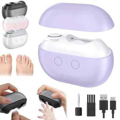 Professionnel Coupe Ongle Électrique Pied et Main, Lime à Ongle 3-en-1 avec LED, Rechargeable Silencieux, Pour Ongles Durs et Épais, Idéal pour Seniors, Adultes et Bébé (Violet)