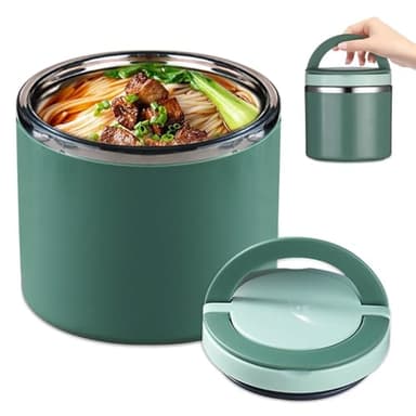 Udbrud Boîtes Alimentaires Isothermes, 1000 ml Isotherme Repas Chaud Acier Inoxydable Récipient Isotherme Boîte à Lunch Thermique avec Poignée pour Céréales, Soupes