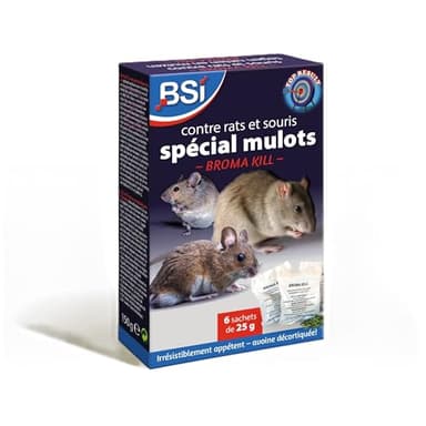 BSI - Anti Rats - Souris Et Mulots - 150g - Grains - Efficacité Radicale - Avoine Attrayante - 6 x 25g - Prêt A l'emploi - Haute Qualité - Autour comme pour La Maison, Violet