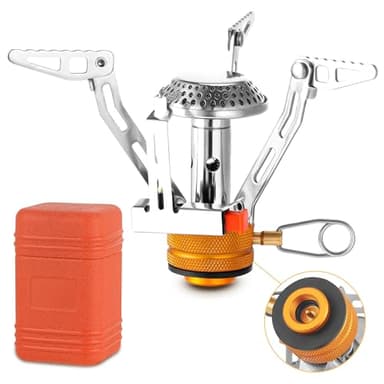 Starvortex Rechaud Camping, Rechaud Camping Gaz Portables Multifonctionnels, Mini Allumage Piézo-Électrique Réchauds de Camping Pliables, Bruleur Gaz pour Plein Air, Pique-Nique, Barbecue et Randonnée
