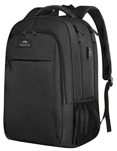 MATEIN Sac à Dos Ordinateur Portable 15.6 Pouces, Homme Fonctionnel Sac à Dos PC Portable avec USB Charging Port Imperméable Antivol pour Collège Affaire Scolaire, Cadeau Homme Bagages Cabine - Noir