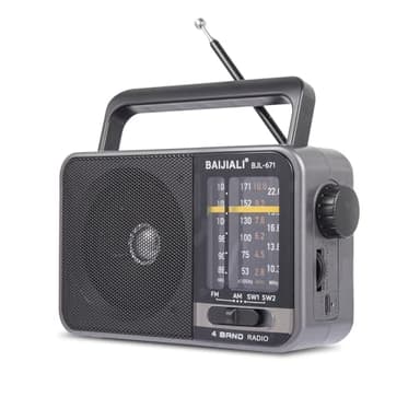 Radio Portable AM/FM avec Haut-Parleur Puissant - Poste Radio à Piles ou USB - Transistor Radio Compact de Survie pour la Maison, Extérieur, Voyage et Intempéries (Modèle BJL-671)