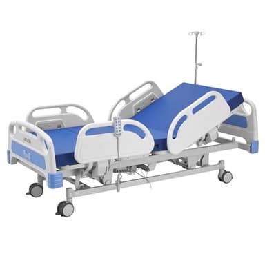 VEVOR Lit Médicalisé Entièrement Électrique 5 Fonctions Lit Hôpital Charge 250 kg pour Soins Domicile Hôpital, Trendelenburg et Trendelenburg Inversée, roulettes Verrouillables, Matelas Haute Densité