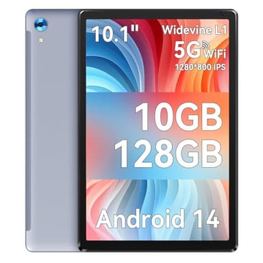 Ainmel Tablette Android, 10 Pouces avec processeur Octa-Core, 10GB RAM 128GB ROM, 1TB TF Card Expand, 1280x800 IPS HD Touchscreen, 5G/2.4G WiFi, BT 5.0, 5MP+8MP Dual Camera Android Tablette (Gris)