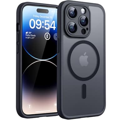 TOCOL Coque Magnétique pour iPhone 14 Pro Max 6,7 Pouces, Compatible avec MagSafe, Protection de l'objectif améliorée, Coque Mat Translucide Fine Antichoc, Noir