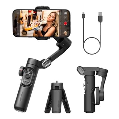 AOCHUAN Stabilisateur de téléphone 3 Axes pour Smartphone Pliable avec molette de Mise au Point TikTok Youtube Vlog pour iPhone16 15 14 13 12 Pro Max Android - Smart XE