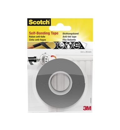 Scotch Ruban de Réparation auto Amalgamant 25 mm x 3 m 1 Rouleau, Noir