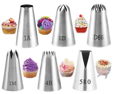 Twolights 6 Pièces Grande Douilles à Pâtisserie Professionnelles, pour Décorer Gâteaux et Cupcakes - Compatible poche à douille, churro, donuts, Multicolore