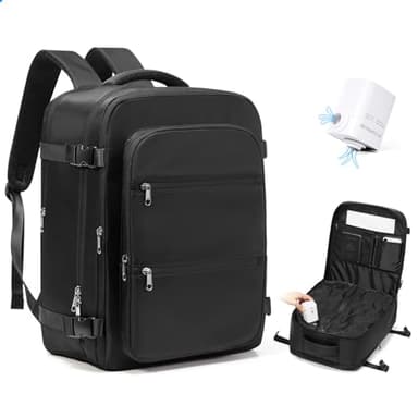 VENATIN sac a dos voyage cabine avion 40x30x20 sous vide,Bagage Cabineà Main avec Compression Ryanair Wizz,Sac à Dos de Voyage Sac Cabine Avion avec Pompe,pour Homme et Femme,Noir