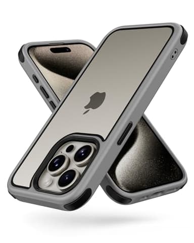 MobNano Coque Compatible avec iPhone 15 Pro Max 360 degrés Antichoc Pro Anti-Rayures Transparente PC/TPU Silicone Etui pour iPhone 15 Pro Max - Gris Titane/Noir