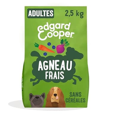 Edgard & Cooper Croquettes Chien Sans Céréales Pour Chiens Adultes Medium (2.5kg), Agneau Frais, Teneur En Fibres Equilibrée Pour Ventres Heureux, Recette Hypoallergénique, Jamais De Farine Animale