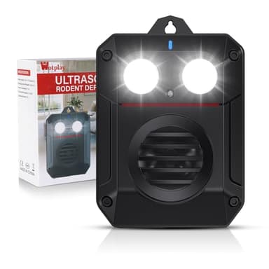 Wotplay Ultrason Souris Et Rats avec Lumière LED, Repulsif Et Rats Puissant, Noir pour, Intérieur pour, pour Cuisine, Jardin Et Voiture Extérieur