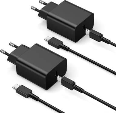 45W Chargeur pour Samsung Charge Rapide, 2Pack Chargeur USB C et 2M Câble Prise pour Samsung Galaxy S25 S24 S23 S22 S21 S20 Ultra Plus/S25+/Note 20/10/9/Fold/Flip/Tab USBC Mural Alimentation Secteur