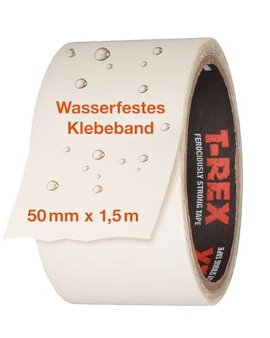 T-REX Waterproof Ruban adhésif transparent - Ruban blindé étanche - Ruban d'étanchéité idéal pour les piscines & l'extérieur - Résistant aux UV & à la chaleur - 50mm x 1,5m