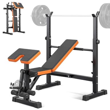 YOLEO Banc de Musculation Multifonctionnel Complet 6-en-1, Capacité 250 kg, Banc d'entraînement Réglable et Pliable, Banc d'exercice pour le Corps Entier Inclinable avec Support pour Barre