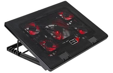 Mars Gaming MNBC2 - Base de Jeu de Refroidissement pour Ordinateurs Portables jusqu'à 17.35 '(5 Ventilateurs ultrasilents, éclairage LED Rouge, 2 x USB2.0), Noir et Rouge