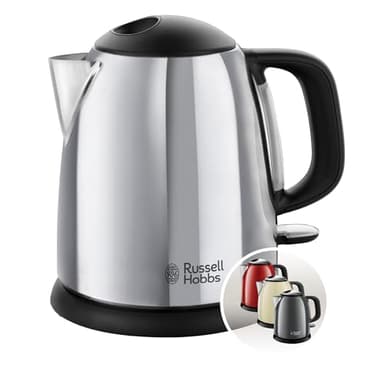 Russell Hobbs Bouilloire Electrique [Compacte] Victory (1 L, 2400W, Design Acier Brillant, Ebullition Rapide, Niveau d'eau Visible, Marqueurs 1/2/3 tasses, Filtre Anticalcaire amovible) 24990-70
