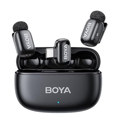 BOYA Mini 2 Micro Cravate sans Fil pour iPhone 15/16/17, Android, 5g, 48 kHz/24 Bit, Mini Micro sans Fil USB-C, Anti-Bruit 40dB, 100 m, 30 h, Microphone Lavalier Compact pour Interview, Streaming