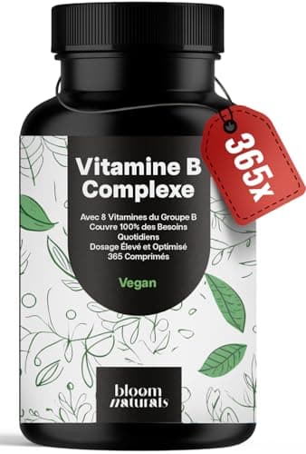 Vitamine B complex – 365 comprimés – Avec les 8 vitamines essentielles du groupe B (B1, B2, B3, B5, B6, B7, B9, B12) avec choline & inositol – Vegan – Fabriqué en Allemagne - Complexe Vitamine B