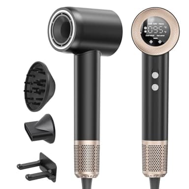 Seche Cheveux, Sèche Cheveux Professionnel Avec Moteur Haute Vitesse 160000 TR/Min, Flux 65 m/s, 300 Millions Ionique Négatifs, Secador 59 dB à Faible Bruit Pour Maison et Voyages, Noir