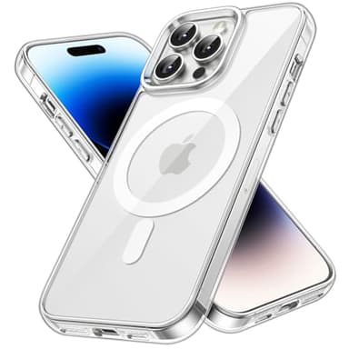 JETech Coque Magnétique pour iPhone 14 Pro Max 6,7 Pouces Compatible avec MagSafe Recharge sans Fil, Étui Housse de Téléphone Antichoc, Dos Transparente Anti-Rayures (Transparente)