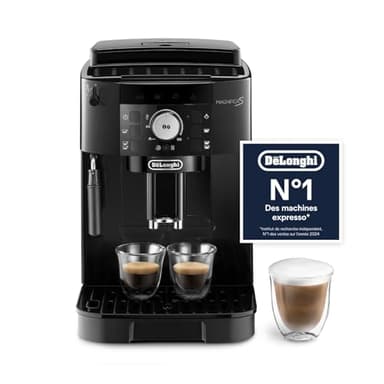 De’Longhi Magnifica S - Perfetto Machine à Café Automatique avec Mousseur à Lait Manuel, Machine à Espresso et Cappuccino, Panneau de Commande avec Boutons, Noir (ECAM11.112.B)