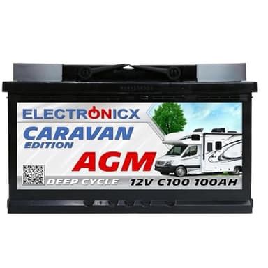 Electronicx Batterie AGM 100Ah Premium 12V Rechargeable - Batterie Voiture pour Camping-Car et Panneau Solaire 100 Ah